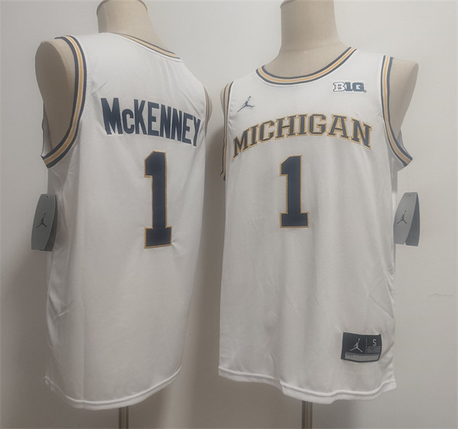 Men's Michigan Wolverines #1 Trey McKenney White 2026 Vapor Limited Stitched Football Jersey